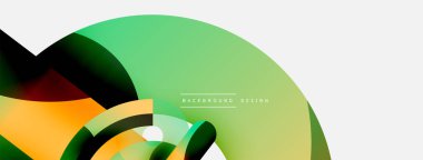 Yuvarlak şekiller daireler ve diğer geometrik şekiller. Duvar kağıdı afişi arkaplan kartı veya iniş sayfası için vektör illüstrasyonu