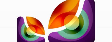 Renkli geometrik şekilli soyut arkaplan. Yuvarlak şekilli, daire ve çizgilerle çok güzel bir arka plan. Geometrik tasarım. Vektör illüstrasyonu