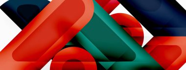 Kare ve daire en az soyut arkaplan. Duvar kağıdı afişi için vektör illüstrasyonu