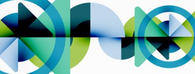 Yaratıcı geometrik duvar kağıdı. Asgari soyut arkaplan. Duvar kağıdı arkaplanı veya iniş sayfası için üçgenler ve daireler kompozisyon vektör çizimi