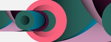 Soyut arkaplan. Minimum geometrik daireler ve koyu gölgeli yuvarlak şekiller. Duvar kağıdı afişi veya arkaplan için moda teknoloji iş şablonu