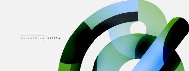 Yuvarlak şekiller daireler ve diğer geometrik şekiller. Duvar kağıdı afişi arkaplan kartı veya iniş sayfası için vektör illüstrasyonu