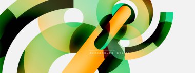 Yuvarlak şekiller daireler ve diğer geometrik şekiller. Duvar kağıdı afişi arkaplan kartı veya iniş sayfası için vektör illüstrasyonu