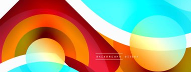 Renkli geometrik şekilli soyut arkaplan. Yuvarlak şekilli, daire ve çizgilerle çok güzel bir arka plan. Geometrik tasarım. Vektör illüstrasyonu