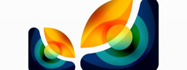 Renkli geometrik şekilli soyut arkaplan. Yuvarlak şekilli, daire ve çizgilerle çok güzel bir arka plan. Geometrik tasarım. Vektör illüstrasyonu