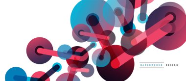 Çizgi noktaları geometrik soyut arkaplan bağlantıları. Çizgilerle birbirine bağlı çemberler. Duvar kağıdı, afiş, arkaplan veya iniş için moda tekno iş şablonu