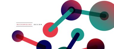 Çizgi noktaları geometrik soyut arkaplan bağlantıları. Çizgilerle birbirine bağlı çemberler. Duvar kağıdı, afiş, arkaplan veya iniş için moda tekno iş şablonu