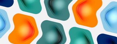 Beyaz arka planda renkli ok şekilleri. Minimum geometrik soyut arkaplan. Duvar kağıdı afişi veya iniş sayfası için vektör illüstrasyonu