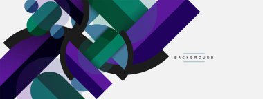 Geometrik şekiller bileşim soyut arkaplan. Çember çizgileri ve dikdörtgenler. Duvar kağıdı afişi veya iniş sayfası için vektör illüstrasyonu