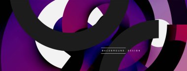 Yuvarlak şekiller daireler ve diğer geometrik şekiller. Duvar kağıdı afişi arkaplan kartı veya iniş sayfası için vektör illüstrasyonu