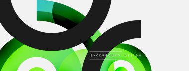 Yuvarlak şekiller daireler ve diğer geometrik şekiller. Duvar kağıdı afişi arkaplan kartı veya iniş sayfası için vektör illüstrasyonu