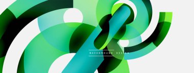 Yuvarlak şekiller daireler ve diğer geometrik şekiller. Duvar kağıdı afişi arkaplan kartı veya iniş sayfası için vektör illüstrasyonu