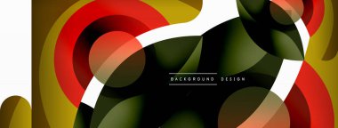 Renkli geometrik şekilli soyut arkaplan. Yuvarlak şekilli, daire ve çizgilerle çok güzel bir arka plan. Geometrik tasarım. Vektör illüstrasyonu
