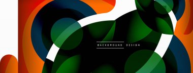 Renkli geometrik şekilli soyut arkaplan. Yuvarlak şekilli, daire ve çizgilerle çok güzel bir arka plan. Geometrik tasarım. Vektör illüstrasyonu