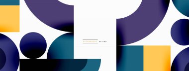 Çember ve kare geometrik arkaplan. Duvar kağıdı, pankart, arkaplan ya da iniş için üçgen ve kareli yuvarlak şekiller