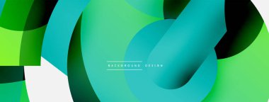 Yuvarlak şekiller daireler ve diğer geometrik şekiller. Duvar kağıdı afişi arkaplan kartı veya iniş sayfası için vektör illüstrasyonu