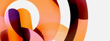 Yuvarlak şekiller daireler ve diğer geometrik şekiller. Duvar kağıdı afişi arkaplan kartı veya iniş sayfası için vektör illüstrasyonu