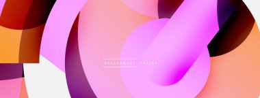 Yuvarlak şekiller daireler ve diğer geometrik şekiller. Duvar kağıdı afişi arkaplan kartı veya iniş sayfası için vektör illüstrasyonu