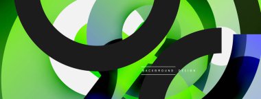 Yuvarlak şekiller daireler ve diğer geometrik şekiller. Duvar kağıdı afişi arkaplan kartı veya iniş sayfası için vektör illüstrasyonu