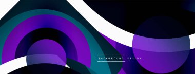 Renkli geometrik şekilli soyut arkaplan. Yuvarlak şekilli, daire ve çizgilerle çok güzel bir arka plan. Geometrik tasarım. Vektör illüstrasyonu