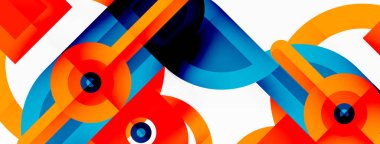 Yaratıcı geometrik duvar kağıdı. Yuvarlak şekilli asgari geometrik arka plan. Duvar kağıdı, afiş, arkaplan veya iniş için moda tekno iş şablonu