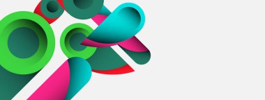 Soyut arkaplan. Minimum geometrik daireler ve koyu gölgeli yuvarlak şekiller. Duvar kağıdı afişi veya arkaplan için moda teknoloji iş şablonu