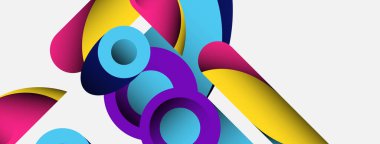 Soyut arkaplan. Minimum geometrik daireler ve koyu gölgeli yuvarlak şekiller. Duvar kağıdı afişi veya arkaplan için moda teknoloji iş şablonu