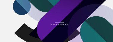 Yuvarlak geometrik şekiller çizgiler ve daireler. Duvar kağıdı afişi ya da iniş sayfası için vektör şablonu