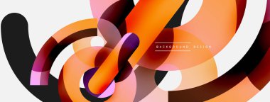 Yuvarlak şekiller daireler ve diğer geometrik şekiller. Duvar kağıdı afişi arkaplan kartı veya iniş sayfası için vektör illüstrasyonu