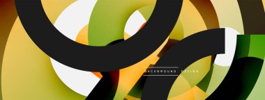 Yuvarlak şekiller daireler ve diğer geometrik şekiller. Duvar kağıdı afişi arkaplan kartı veya iniş sayfası için vektör illüstrasyonu