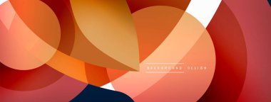 Renkli geometrik şekilli soyut arkaplan. Yuvarlak şekilli, daire ve çizgilerle çok güzel bir arka plan. Geometrik tasarım. Vektör illüstrasyonu