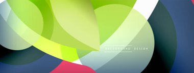 Renkli geometrik şekilli soyut arkaplan. Yuvarlak şekilli, daire ve çizgilerle çok güzel bir arka plan. Geometrik tasarım. Vektör illüstrasyonu
