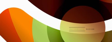 Renkli geometrik şekilli soyut arkaplan. Yuvarlak şekilli, daire ve çizgilerle çok güzel bir arka plan. Geometrik tasarım. Vektör illüstrasyonu