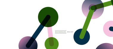 Soyut arkaplan. Yuvarlak noktalar çizgilerle birleşti. Duvar kağıdı, afiş, arkaplan veya iniş için moda tekno iş şablonu