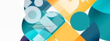 Güzel soyut bir arka plan. Çemberler, üçgen şekiller ve kareler. Duvar kağıdı, pankart, arkaplan veya iniş için en küçük geometrik şablon