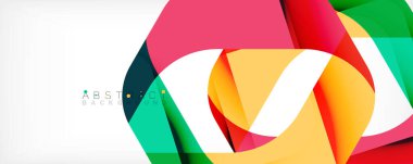 Geometrik soyut arkaplan - beyaz üzerine çok renkli soyut şekiller. Duvar Kağıdı, Sancak, Arkaplan, İniş Sayfası için Vektör İllüstrasyonu