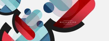 Yuvarlak geometrik şekiller çizgiler ve daireler. Duvar kağıdı afişi ya da iniş sayfası için vektör şablonu