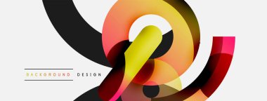 Yuvarlak şekiller daireler ve diğer geometrik şekiller. Duvar kağıdı afişi arkaplan kartı veya iniş sayfası için vektör illüstrasyonu