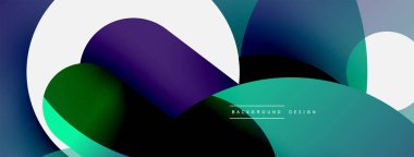 Yuvarlak şekiller daireler ve diğer geometrik şekiller. Duvar kağıdı afişi arkaplan kartı veya iniş sayfası için vektör illüstrasyonu