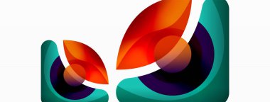 Renkli geometrik şekilli soyut arkaplan. Yuvarlak şekilli, daire ve çizgilerle çok güzel bir arka plan. Geometrik tasarım. Vektör illüstrasyonu