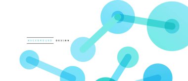 Soyut arkaplan. Yuvarlak noktalar çizgilerle birleşti. Duvar kağıdı, afiş, arkaplan veya iniş için moda tekno iş şablonu