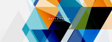 Renkli üçgen bileşimi, geometrik soyut arkaplan. Tekno veya iş konsepti, duvar kağıdı, afiş, arkaplan, iniş sayfası deseni