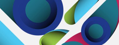 Soyut arkaplan. Minimum geometrik daireler ve koyu gölgeli yuvarlak şekiller. Duvar kağıdı afişi veya arkaplan için moda teknoloji iş şablonu