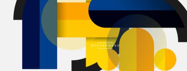 Yuvarlak geometrik şekiller çizgiler ve daireler. Duvar kağıdı afişi ya da iniş sayfası için vektör şablonu