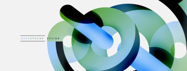 Yuvarlak şekiller daireler ve diğer geometrik şekiller. Duvar kağıdı afişi arkaplan kartı veya iniş sayfası için vektör illüstrasyonu