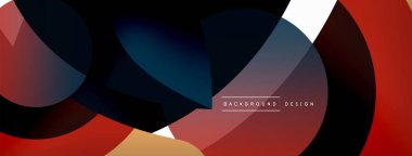 Renkli geometrik şekilli soyut arkaplan. Yuvarlak şekilli, daire ve çizgilerle çok güzel bir arka plan. Geometrik tasarım. Vektör illüstrasyonu