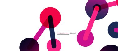 Çizgi noktaları geometrik soyut arkaplan bağlantıları. Çizgilerle birbirine bağlı çemberler. Duvar kağıdı, afiş, arkaplan veya iniş için moda tekno iş şablonu