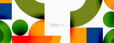 Çember ve kare geometrik arkaplan. Duvar kağıdı, pankart, arkaplan ya da iniş için üçgen ve kareli yuvarlak şekiller