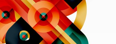 Yaratıcı geometrik duvar kağıdı. Yuvarlak şekilli asgari geometrik arka plan. Duvar kağıdı, afiş, arkaplan veya iniş için moda tekno iş şablonu