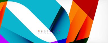 Geometrik soyut arkaplan - beyaz üzerine çok renkli soyut şekiller. Duvar Kağıdı, Sancak, Arkaplan, İniş Sayfası için Vektör İllüstrasyonu